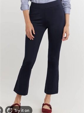 NWT Dudley Stephens luxe stretch Palm Bay pant Navy Kick Flare size medium